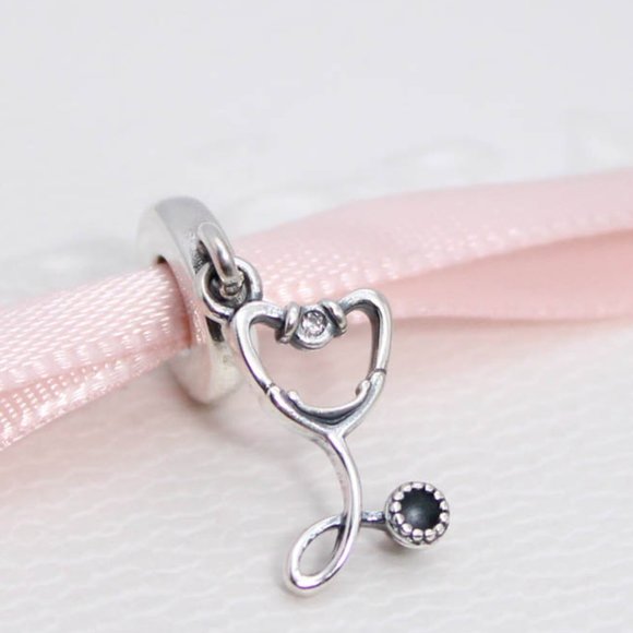 Pandora Stethoscope Heart Dangle Charm - Picture 1 of 8